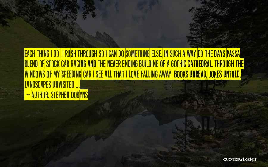 Stephen Dobyns Quotes: Each Thing I Do, I Rush Through So I Can Do Something Else. In Such A Way Do The Days