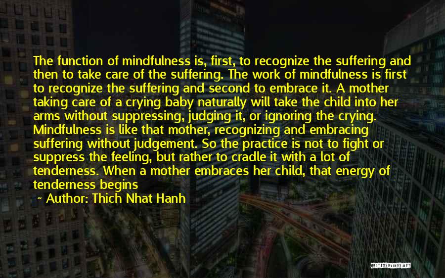 Thich Nhat Hanh Quotes: The Function Of Mindfulness Is, First, To Recognize The Suffering And Then To Take Care Of The Suffering. The Work