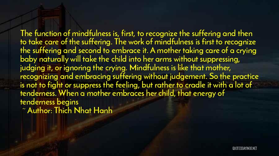 Thich Nhat Hanh Quotes: The Function Of Mindfulness Is, First, To Recognize The Suffering And Then To Take Care Of The Suffering. The Work