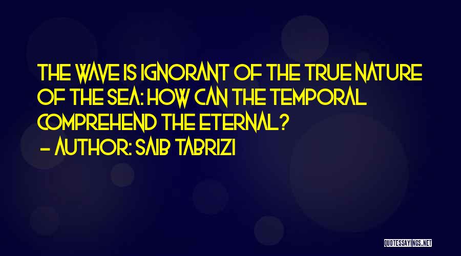 Saib Tabrizi Quotes: The Wave Is Ignorant Of The True Nature Of The Sea: How Can The Temporal Comprehend The Eternal?