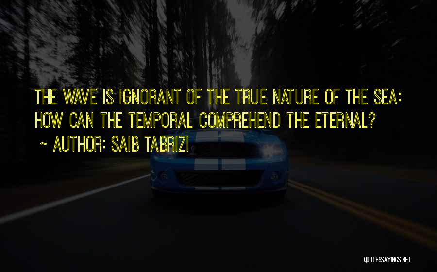 Saib Tabrizi Quotes: The Wave Is Ignorant Of The True Nature Of The Sea: How Can The Temporal Comprehend The Eternal?