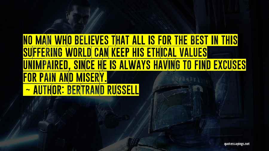 Bertrand Russell Quotes: No Man Who Believes That All Is For The Best In This Suffering World Can Keep His Ethical Values Unimpaired,