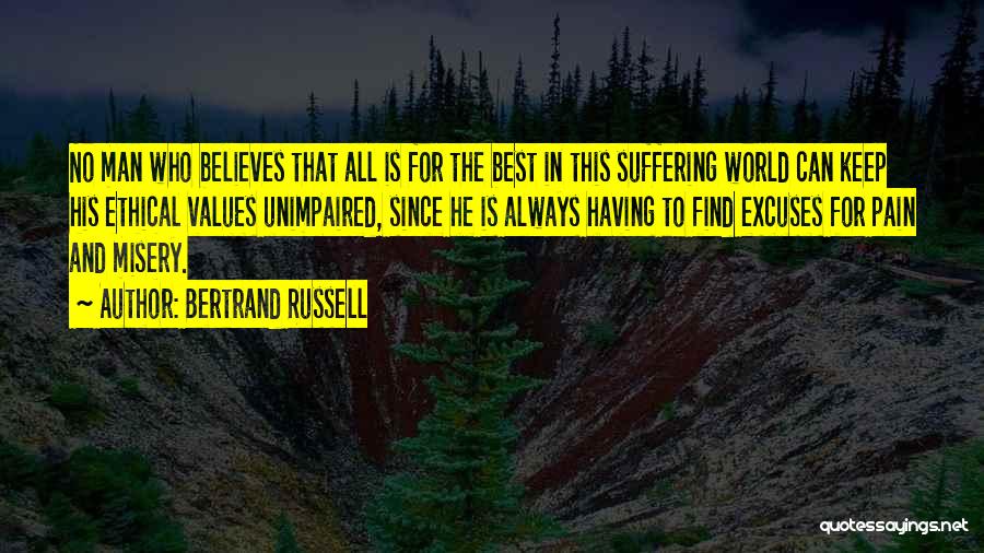 Bertrand Russell Quotes: No Man Who Believes That All Is For The Best In This Suffering World Can Keep His Ethical Values Unimpaired,
