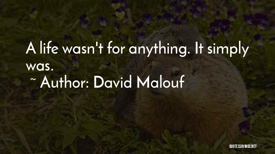 David Malouf Quotes: A Life Wasn't For Anything. It Simply Was.