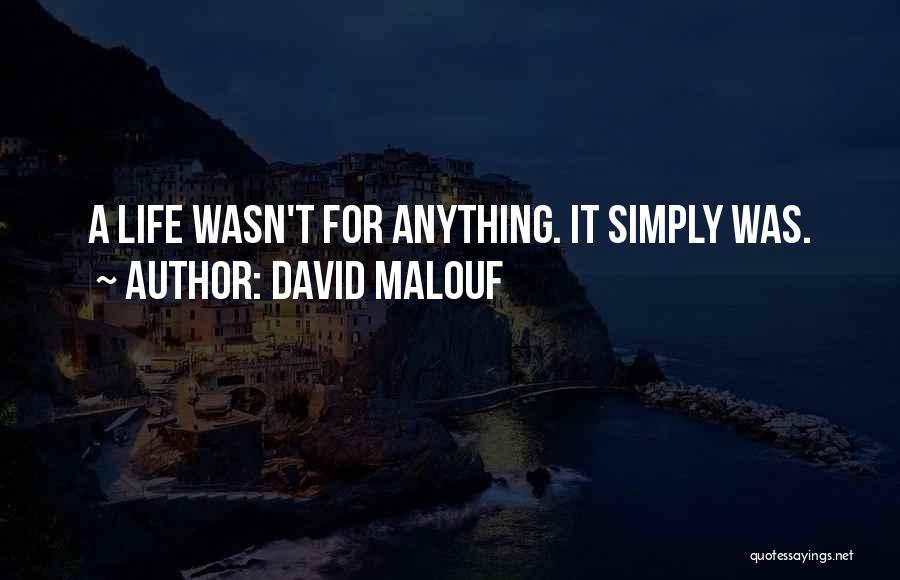David Malouf Quotes: A Life Wasn't For Anything. It Simply Was.