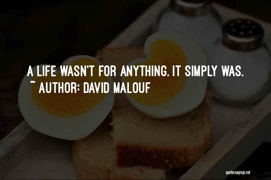 David Malouf Quotes: A Life Wasn't For Anything. It Simply Was.