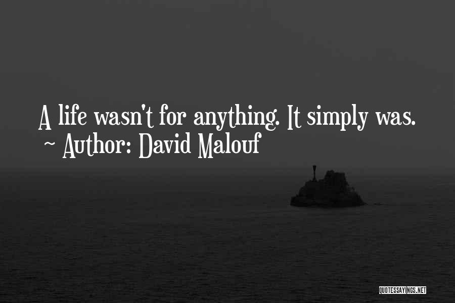 David Malouf Quotes: A Life Wasn't For Anything. It Simply Was.