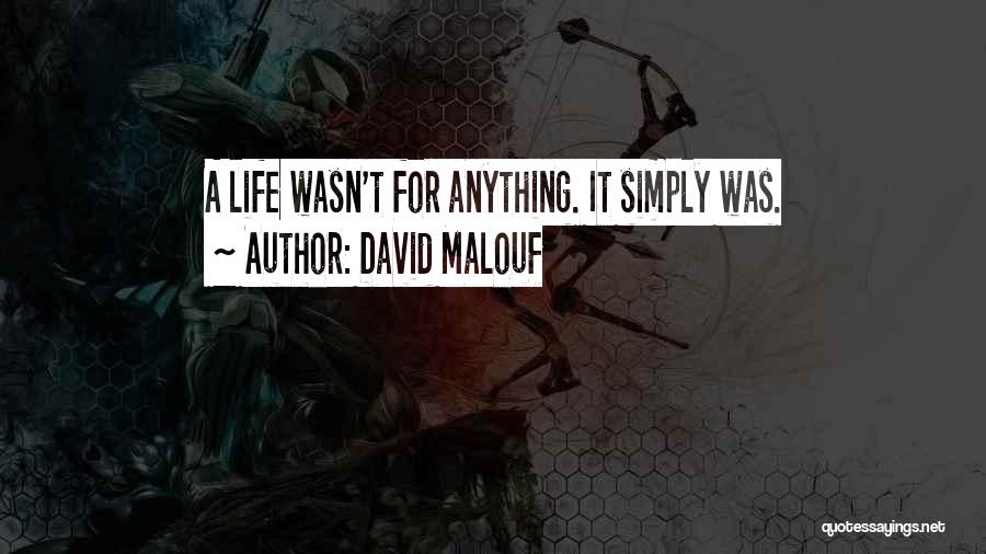 David Malouf Quotes: A Life Wasn't For Anything. It Simply Was.