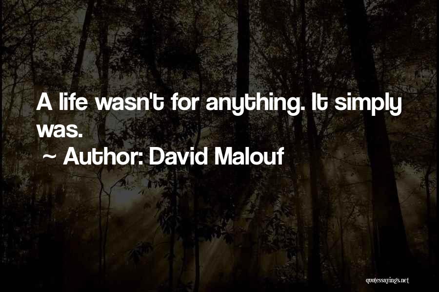 David Malouf Quotes: A Life Wasn't For Anything. It Simply Was.