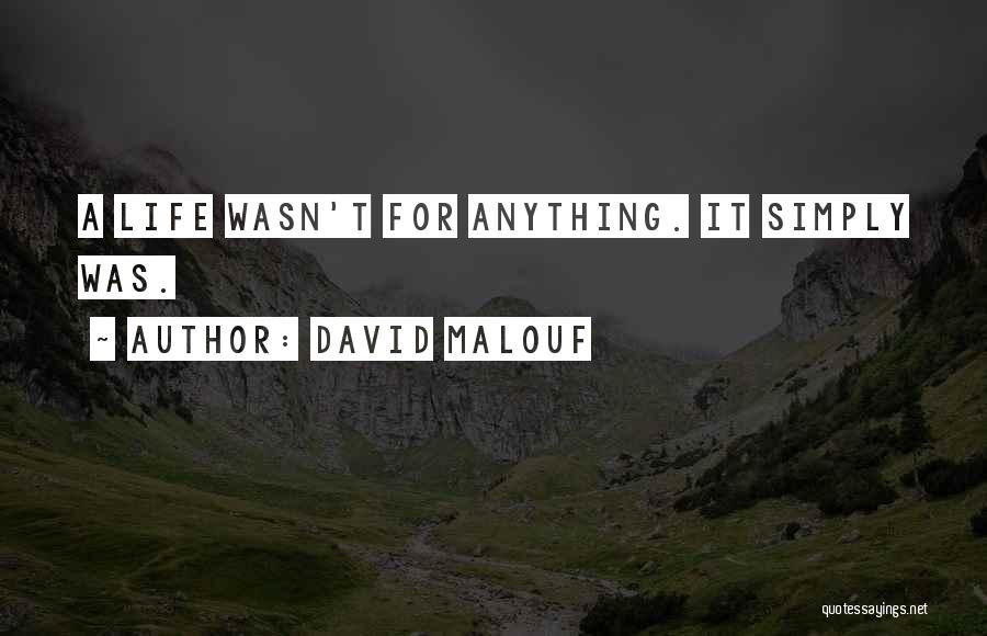 David Malouf Quotes: A Life Wasn't For Anything. It Simply Was.