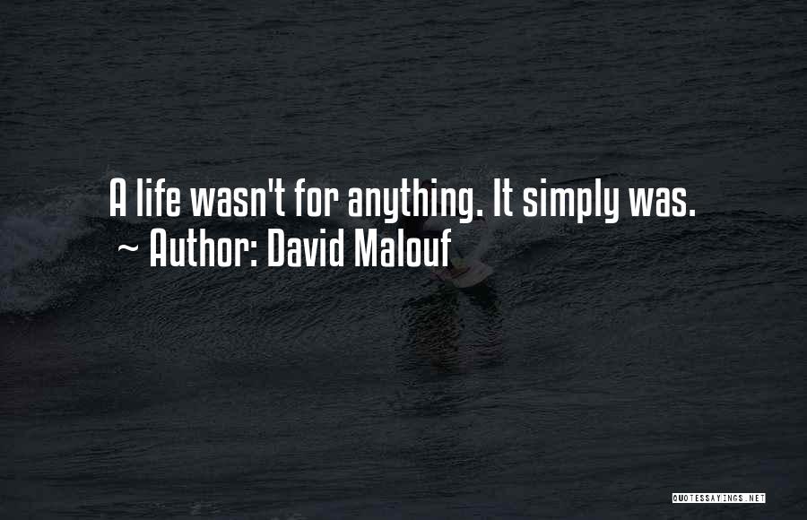 David Malouf Quotes: A Life Wasn't For Anything. It Simply Was.