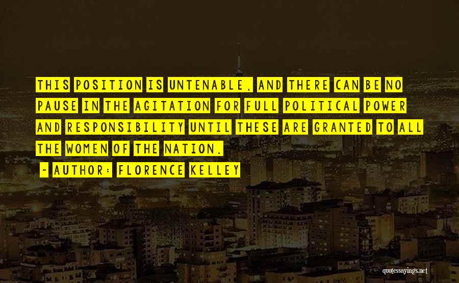 Florence Kelley Quotes: This Position Is Untenable, And There Can Be No Pause In The Agitation For Full Political Power And Responsibility Until