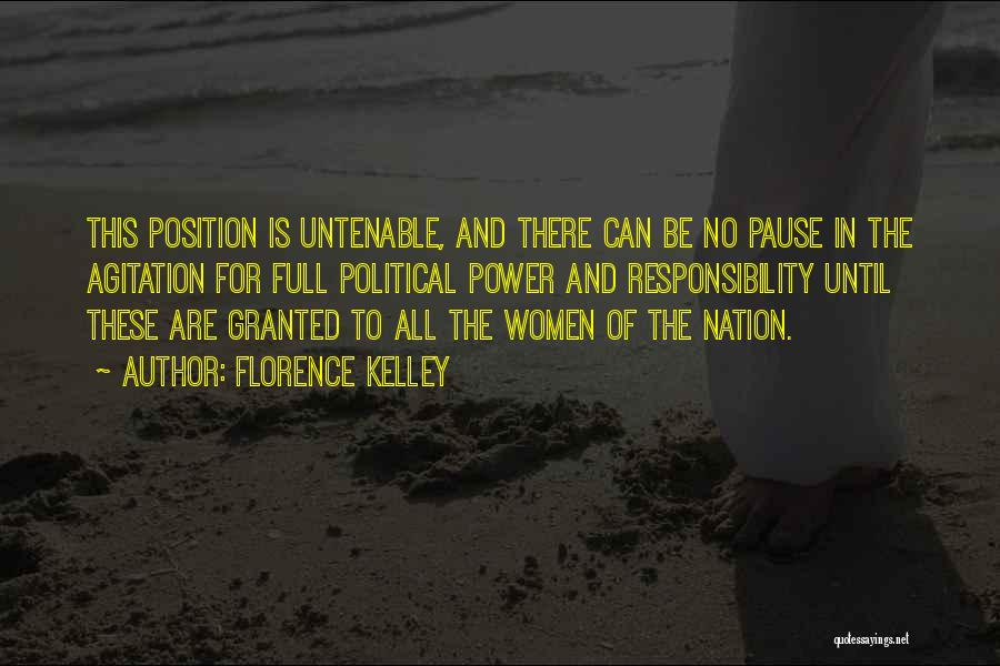Florence Kelley Quotes: This Position Is Untenable, And There Can Be No Pause In The Agitation For Full Political Power And Responsibility Until