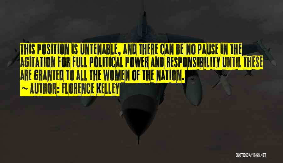 Florence Kelley Quotes: This Position Is Untenable, And There Can Be No Pause In The Agitation For Full Political Power And Responsibility Until