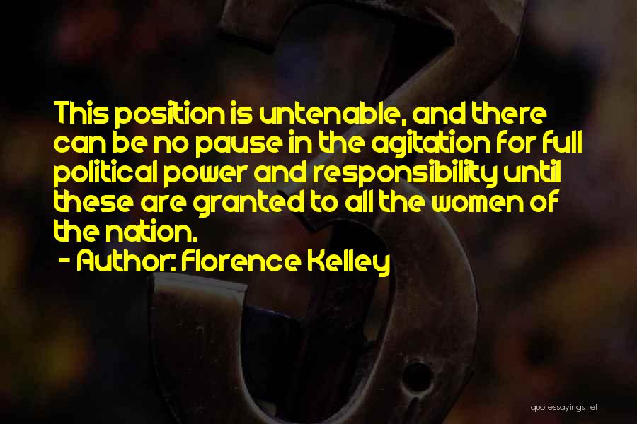 Florence Kelley Quotes: This Position Is Untenable, And There Can Be No Pause In The Agitation For Full Political Power And Responsibility Until