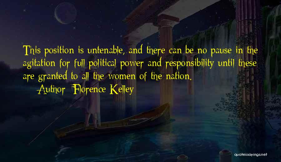 Florence Kelley Quotes: This Position Is Untenable, And There Can Be No Pause In The Agitation For Full Political Power And Responsibility Until