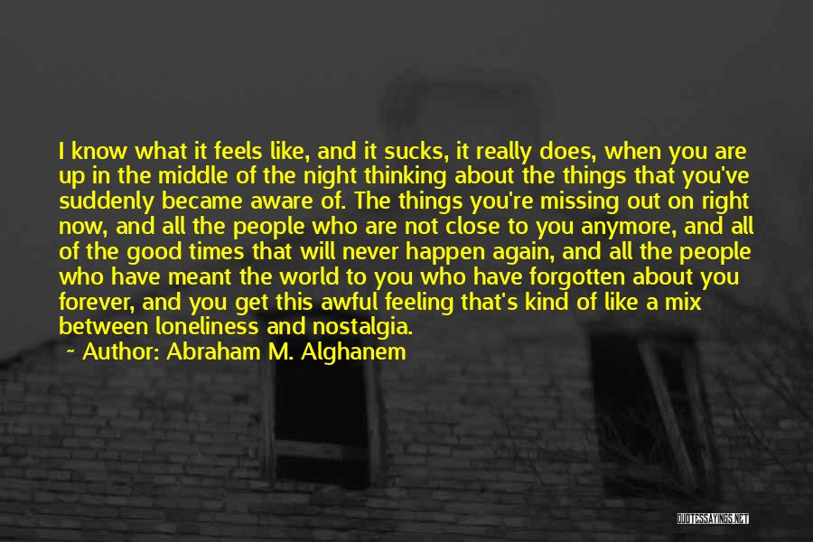 Abraham M. Alghanem Quotes: I Know What It Feels Like, And It Sucks, It Really Does, When You Are Up In The Middle Of