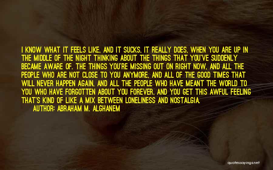 Abraham M. Alghanem Quotes: I Know What It Feels Like, And It Sucks, It Really Does, When You Are Up In The Middle Of