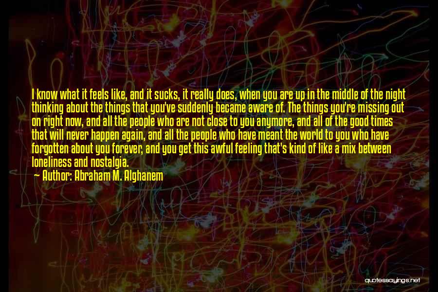 Abraham M. Alghanem Quotes: I Know What It Feels Like, And It Sucks, It Really Does, When You Are Up In The Middle Of