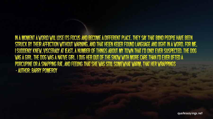 Barry Pomeroy Quotes: In A Moment A World Will Lose Its Focus And Become A Different Place. They Say That Blind People Have