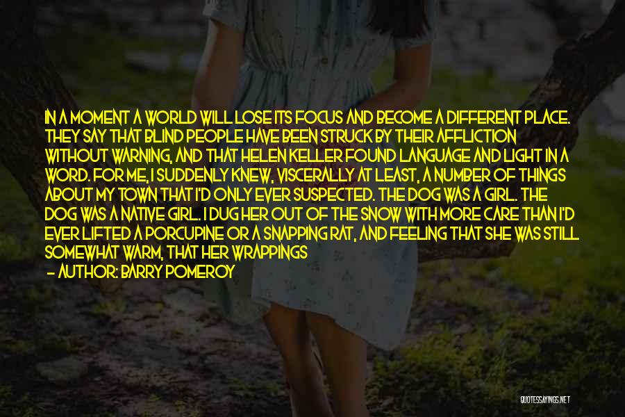 Barry Pomeroy Quotes: In A Moment A World Will Lose Its Focus And Become A Different Place. They Say That Blind People Have