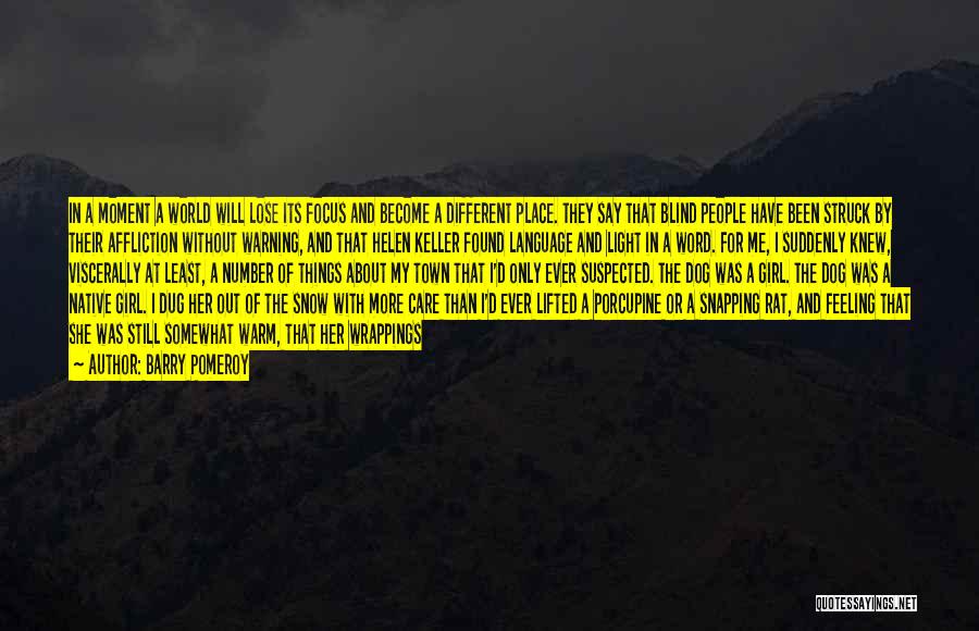 Barry Pomeroy Quotes: In A Moment A World Will Lose Its Focus And Become A Different Place. They Say That Blind People Have