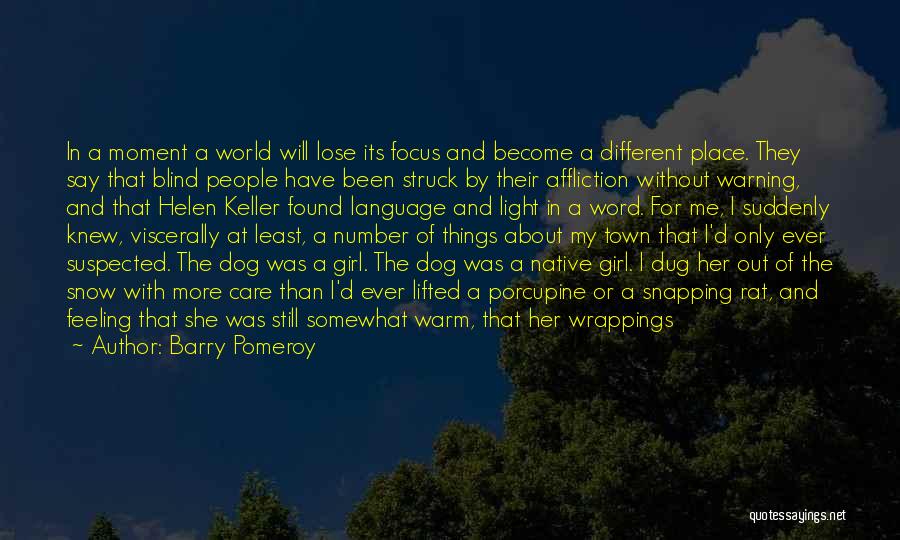Barry Pomeroy Quotes: In A Moment A World Will Lose Its Focus And Become A Different Place. They Say That Blind People Have