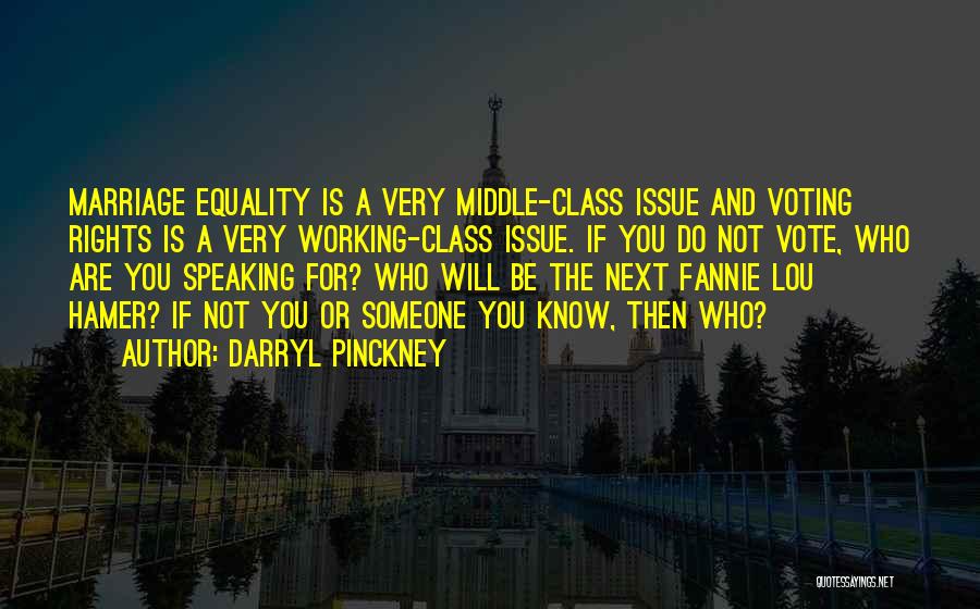 Darryl Pinckney Quotes: Marriage Equality Is A Very Middle-class Issue And Voting Rights Is A Very Working-class Issue. If You Do Not Vote,