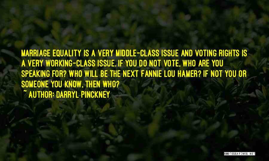 Darryl Pinckney Quotes: Marriage Equality Is A Very Middle-class Issue And Voting Rights Is A Very Working-class Issue. If You Do Not Vote,