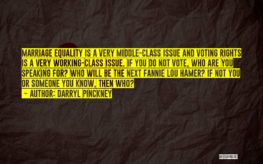 Darryl Pinckney Quotes: Marriage Equality Is A Very Middle-class Issue And Voting Rights Is A Very Working-class Issue. If You Do Not Vote,