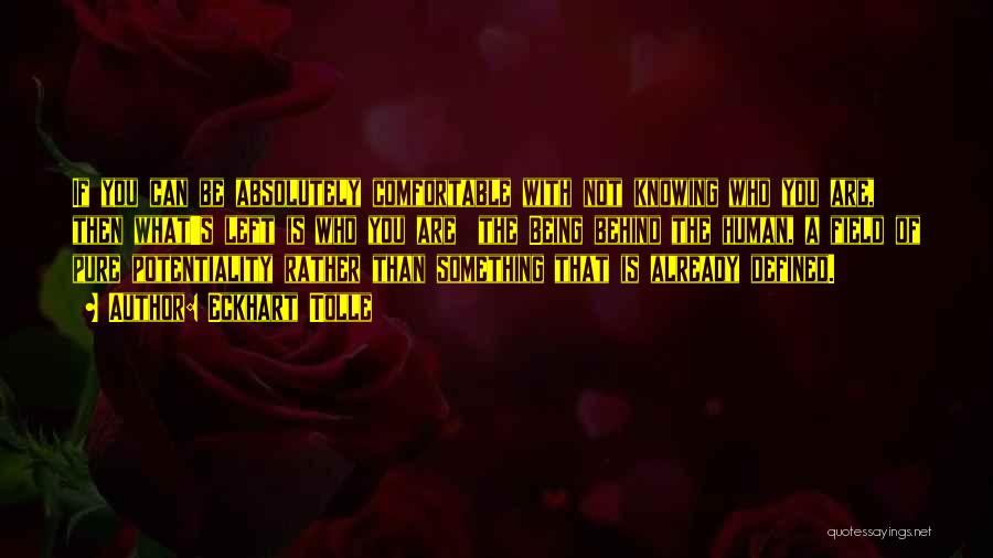 Eckhart Tolle Quotes: If You Can Be Absolutely Comfortable With Not Knowing Who You Are, Then What's Left Is Who You Are The