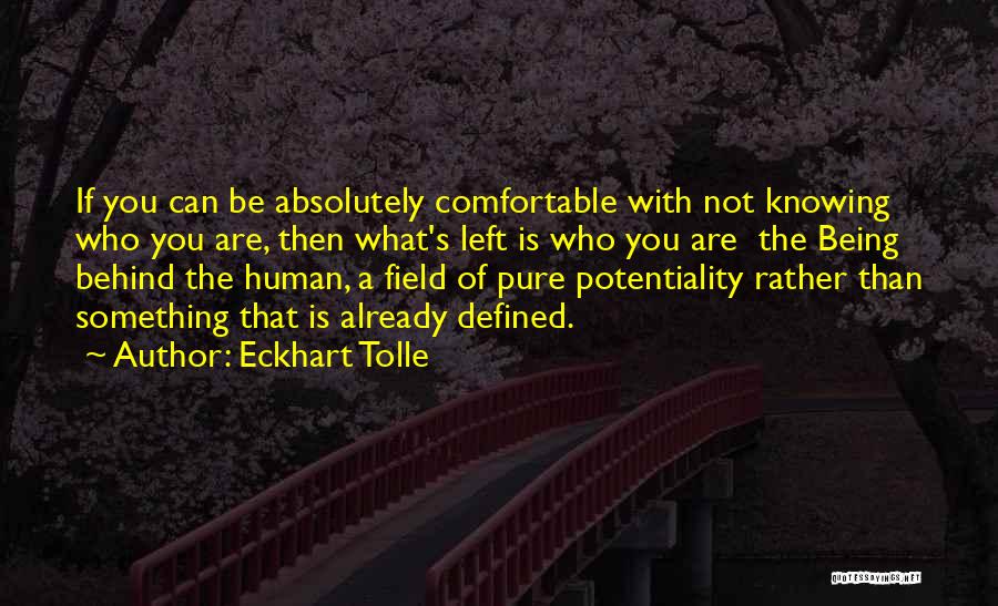 Eckhart Tolle Quotes: If You Can Be Absolutely Comfortable With Not Knowing Who You Are, Then What's Left Is Who You Are The