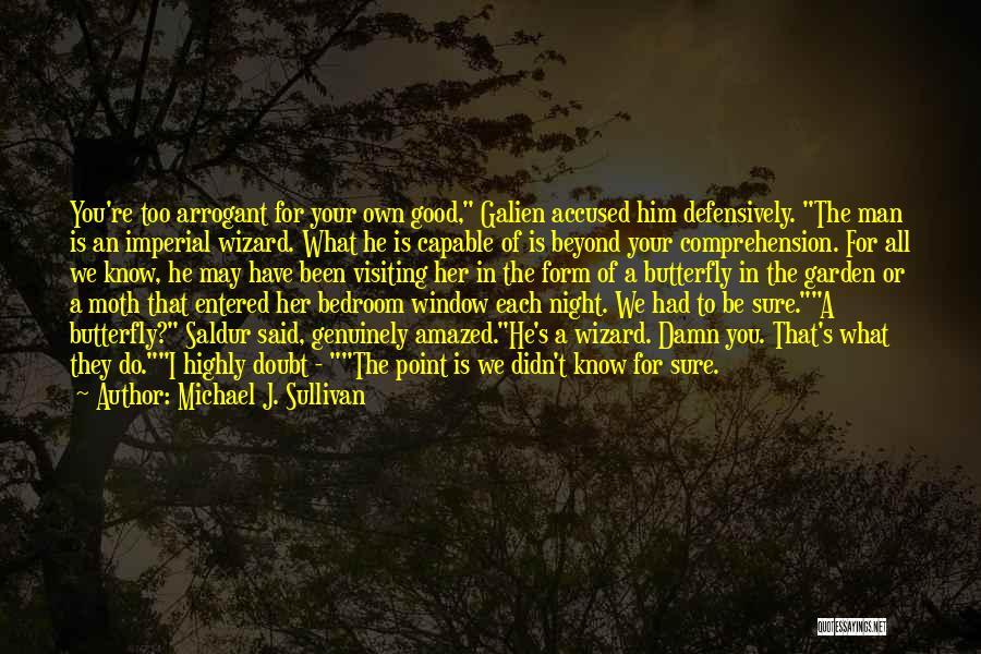 Michael J. Sullivan Quotes: You're Too Arrogant For Your Own Good, Galien Accused Him Defensively. The Man Is An Imperial Wizard. What He Is