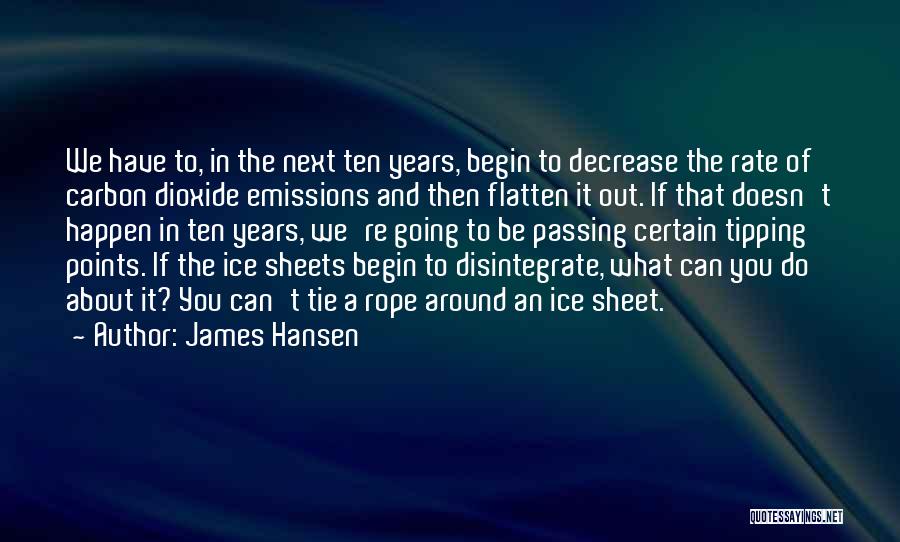 James Hansen Quotes: We Have To, In The Next Ten Years, Begin To Decrease The Rate Of Carbon Dioxide Emissions And Then Flatten