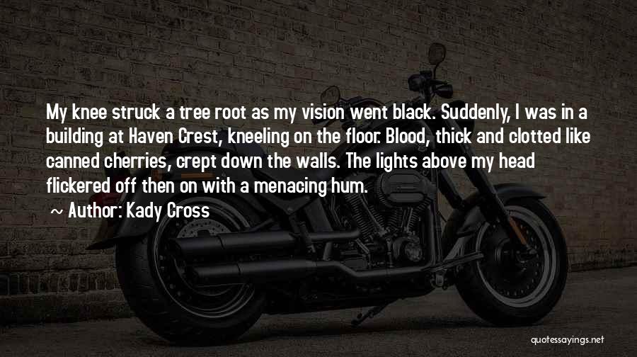 Kady Cross Quotes: My Knee Struck A Tree Root As My Vision Went Black. Suddenly, I Was In A Building At Haven Crest,