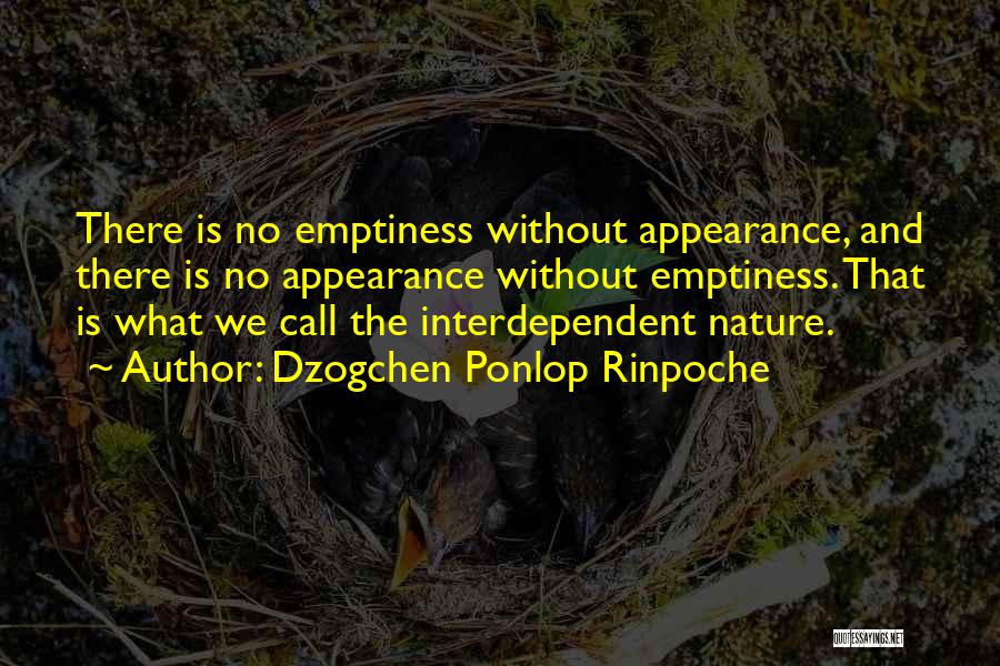 Dzogchen Ponlop Rinpoche Quotes: There Is No Emptiness Without Appearance, And There Is No Appearance Without Emptiness. That Is What We Call The Interdependent