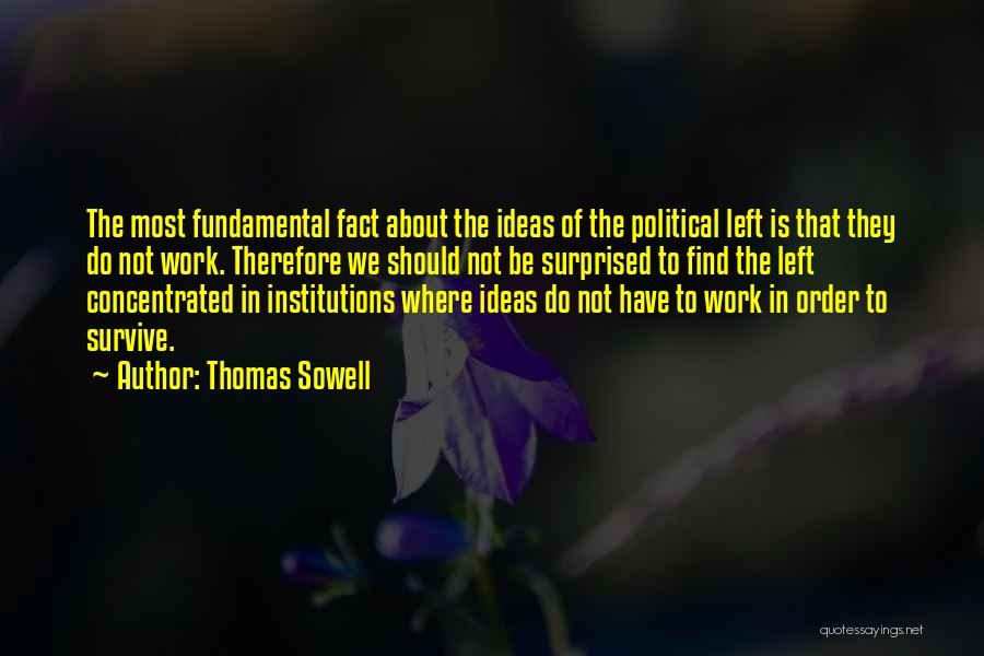 Thomas Sowell Quotes: The Most Fundamental Fact About The Ideas Of The Political Left Is That They Do Not Work. Therefore We Should