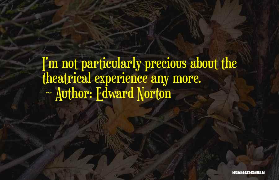 Edward Norton Quotes: I'm Not Particularly Precious About The Theatrical Experience Any More.