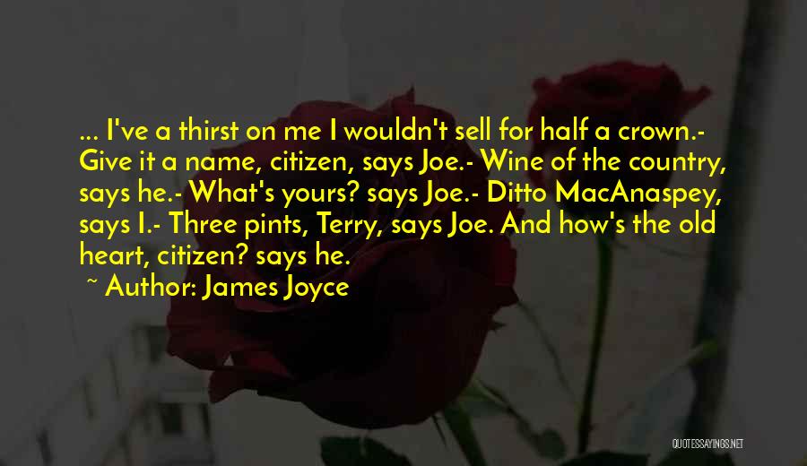 James Joyce Quotes: ... I've A Thirst On Me I Wouldn't Sell For Half A Crown.- Give It A Name, Citizen, Says Joe.-