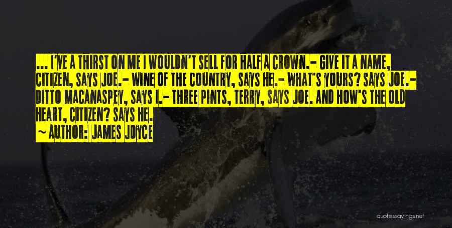 James Joyce Quotes: ... I've A Thirst On Me I Wouldn't Sell For Half A Crown.- Give It A Name, Citizen, Says Joe.-