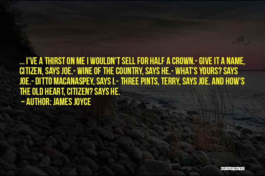 James Joyce Quotes: ... I've A Thirst On Me I Wouldn't Sell For Half A Crown.- Give It A Name, Citizen, Says Joe.-