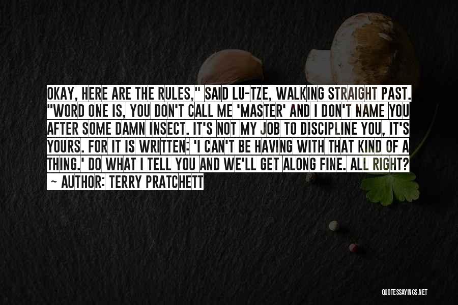 Terry Pratchett Quotes: Okay, Here Are The Rules, Said Lu-tze, Walking Straight Past. Word One Is, You Don't Call Me 'master' And I