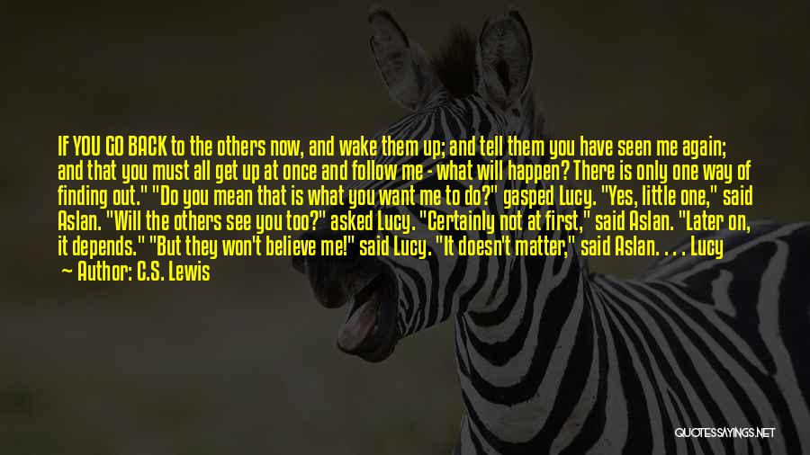 C.S. Lewis Quotes: If You Go Back To The Others Now, And Wake Them Up; And Tell Them You Have Seen Me Again;