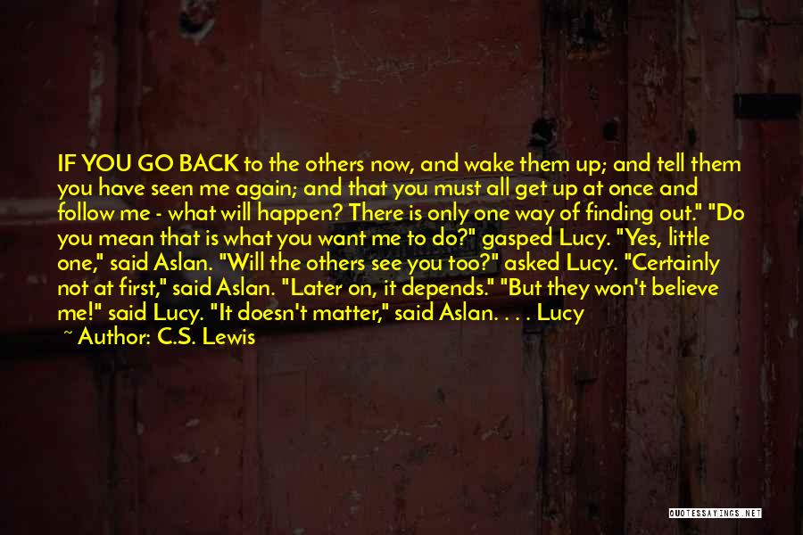 C.S. Lewis Quotes: If You Go Back To The Others Now, And Wake Them Up; And Tell Them You Have Seen Me Again;