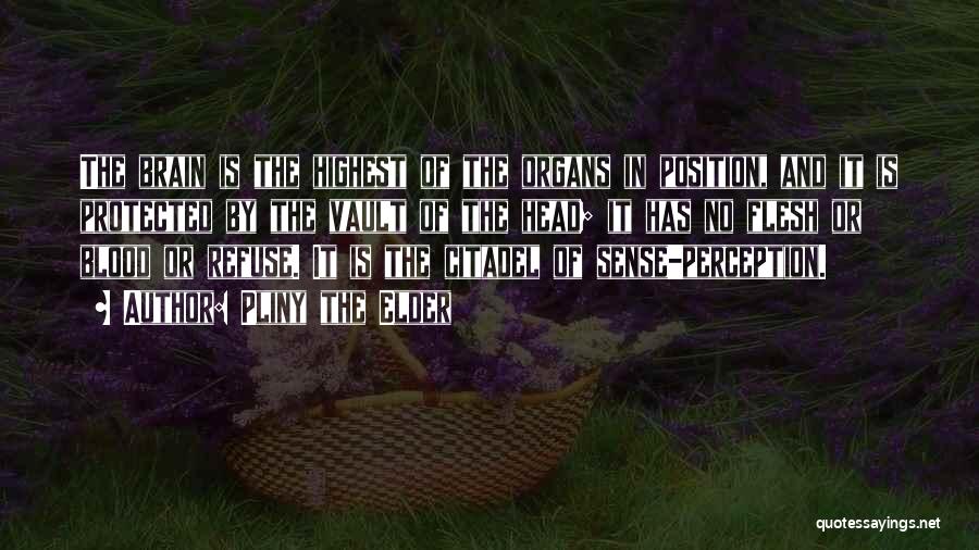 Pliny The Elder Quotes: The Brain Is The Highest Of The Organs In Position, And It Is Protected By The Vault Of The Head;