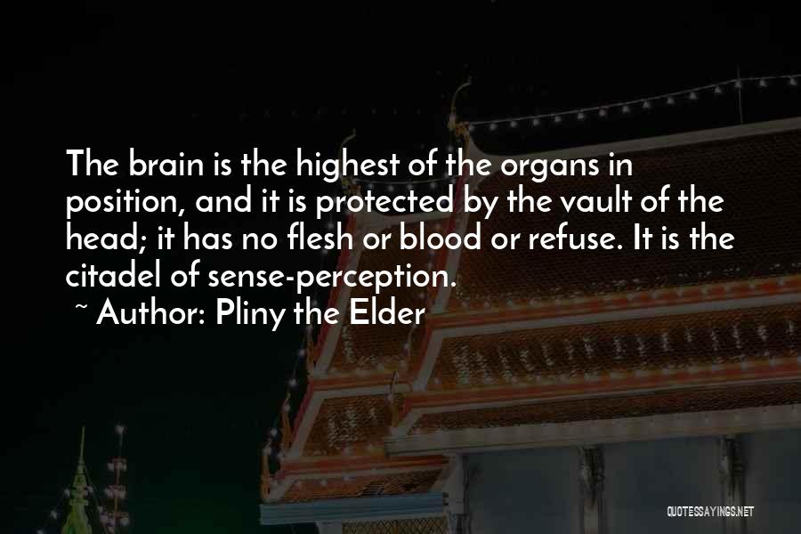 Pliny The Elder Quotes: The Brain Is The Highest Of The Organs In Position, And It Is Protected By The Vault Of The Head;