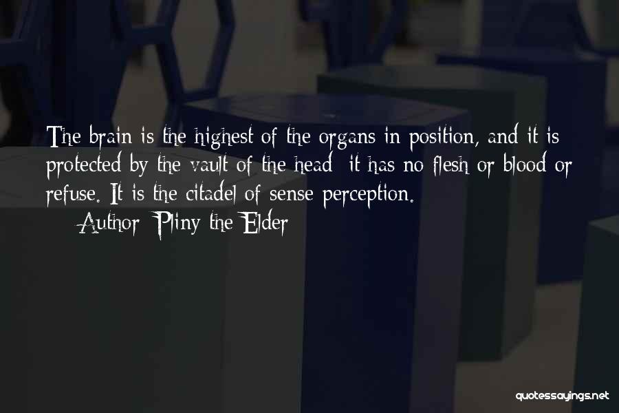 Pliny The Elder Quotes: The Brain Is The Highest Of The Organs In Position, And It Is Protected By The Vault Of The Head;