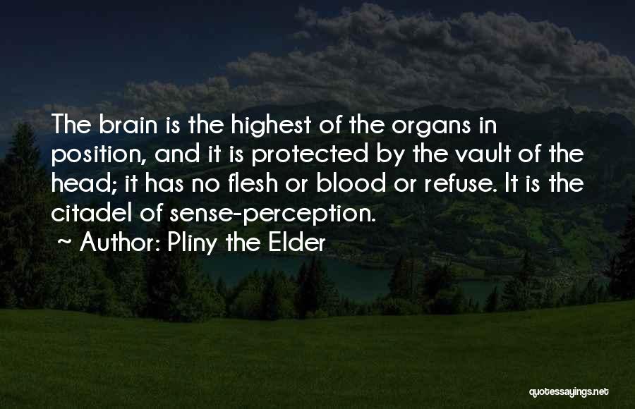 Pliny The Elder Quotes: The Brain Is The Highest Of The Organs In Position, And It Is Protected By The Vault Of The Head;