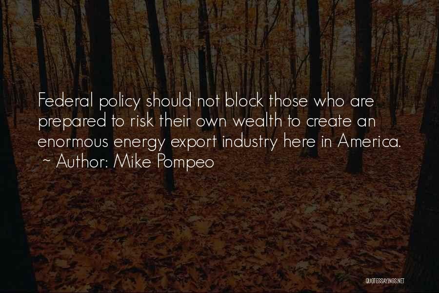 Mike Pompeo Quotes: Federal Policy Should Not Block Those Who Are Prepared To Risk Their Own Wealth To Create An Enormous Energy Export