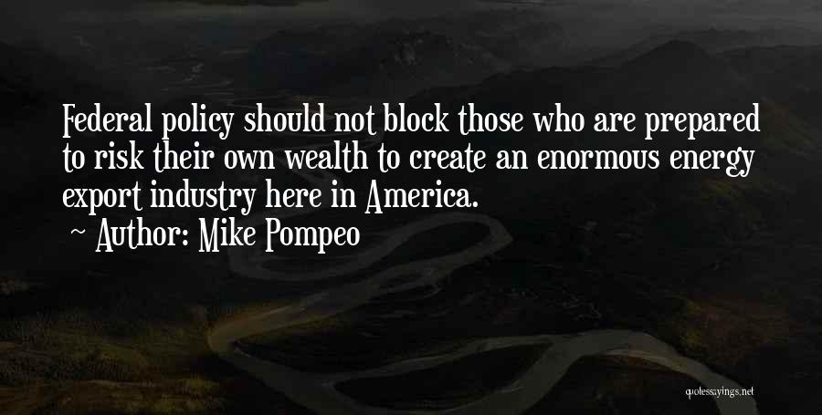 Mike Pompeo Quotes: Federal Policy Should Not Block Those Who Are Prepared To Risk Their Own Wealth To Create An Enormous Energy Export